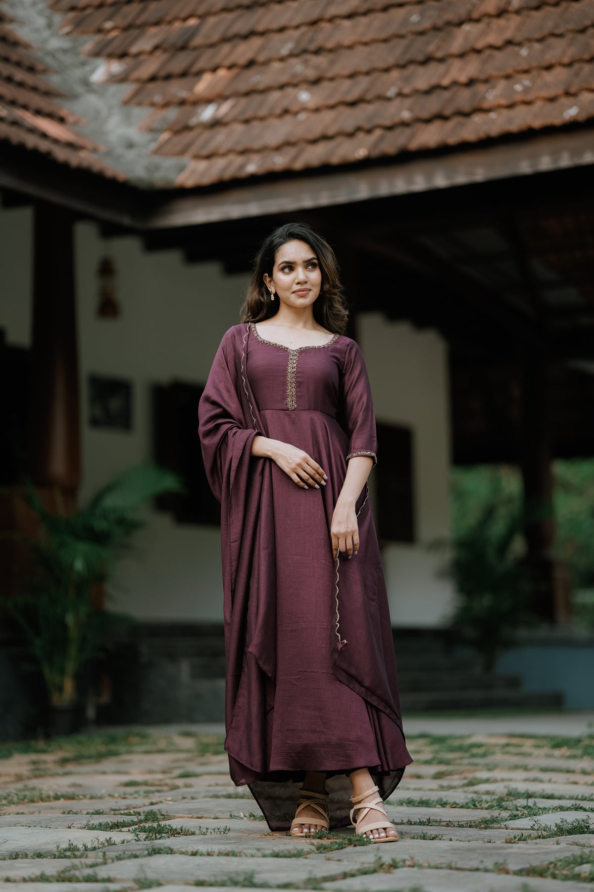 Handworked Double Umbrella Cut Kurta with Dupatta