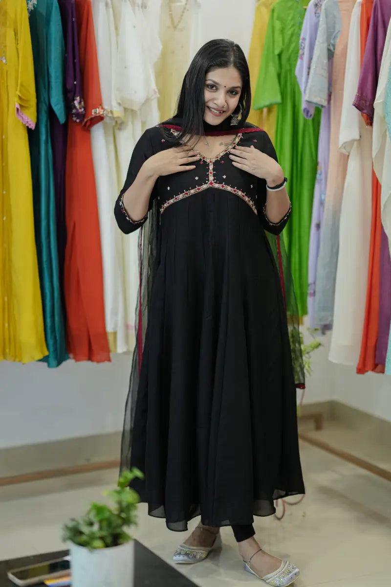 Handworked Panel Cut Kurta with Dupatta