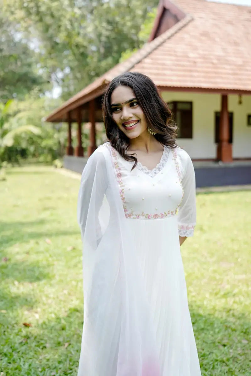 Handworked Pleated Kurta with Dupatta