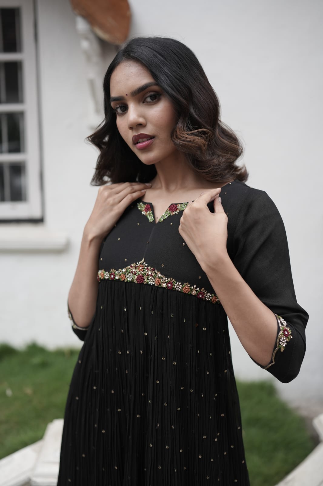 Handworked Pleated Kurta