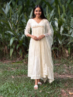 Handworked Pleated Kurta with Dupatta