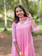 Handworked Pleated Kurta with Dupatta