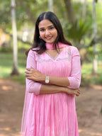 Handworked Pleated Kurta with Dupatta