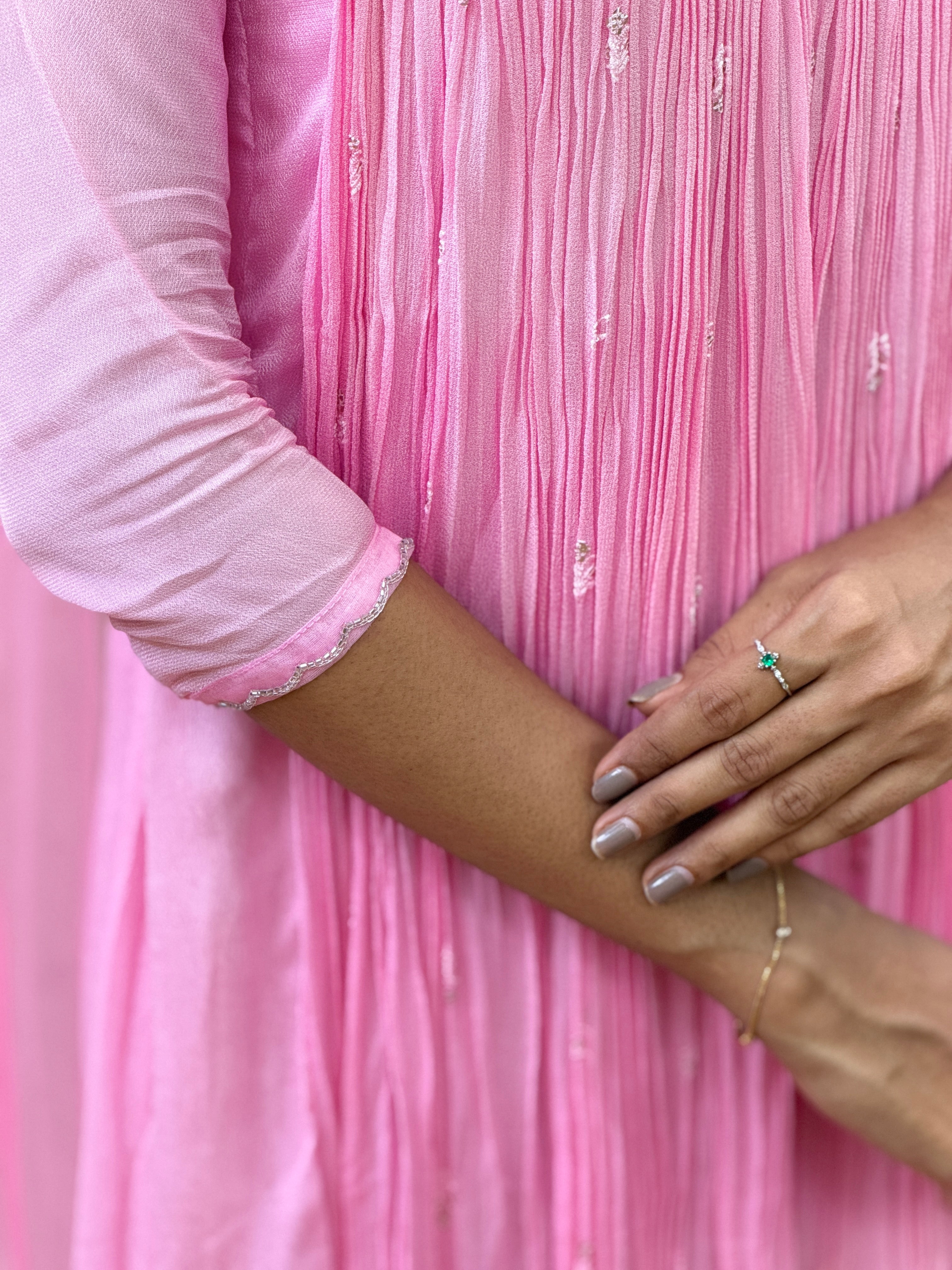 Handworked Pleated Kurta with Dupatta