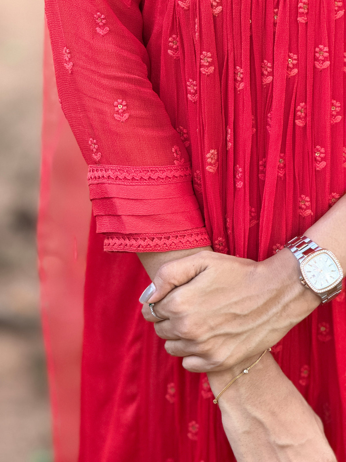 Handworked Pleated Kurta with Dupatta
