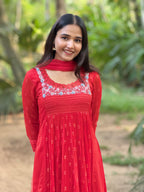 Handworked Pleated Kurta with Dupatta