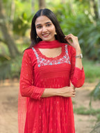 Handworked Pleated Kurta with Dupatta