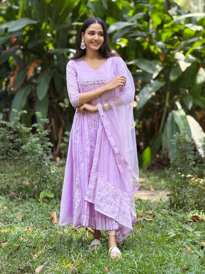 Handworked Pleated Kurta with Dupatta