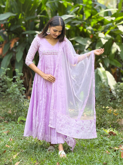 Handworked Pleated Kurta with Dupatta