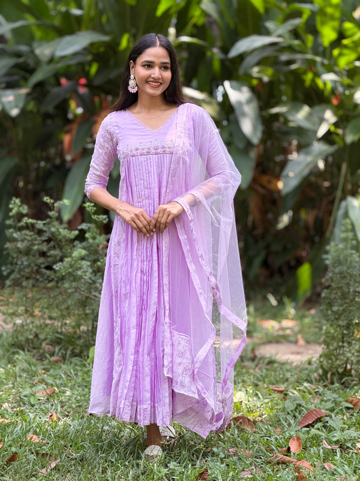 Handworked Pleated Kurta with Dupatta