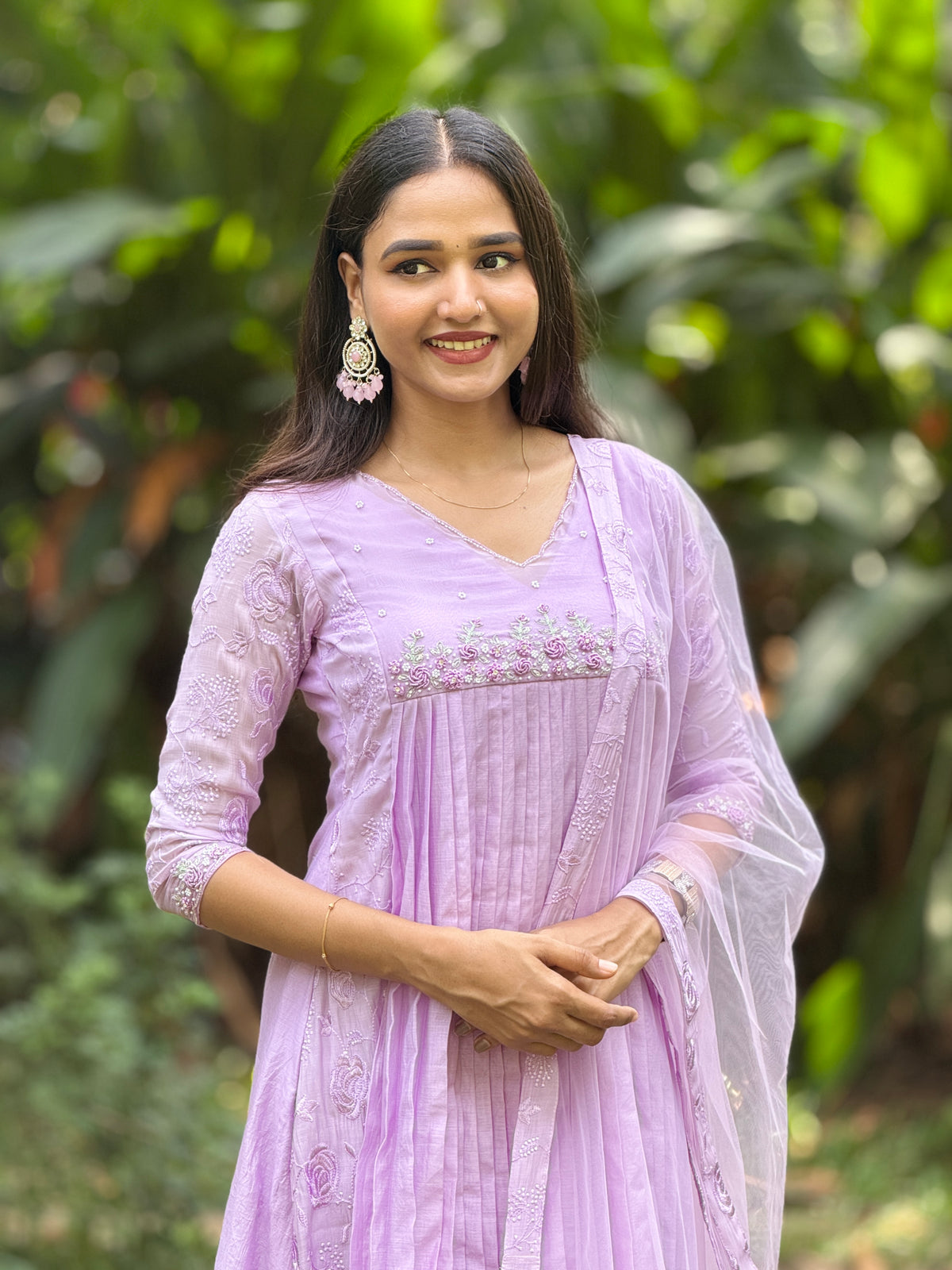 Handworked Pleated Kurta with Dupatta