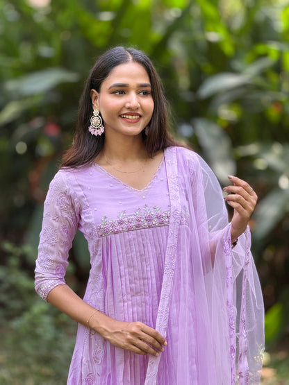 Handworked Pleated Kurta with Dupatta