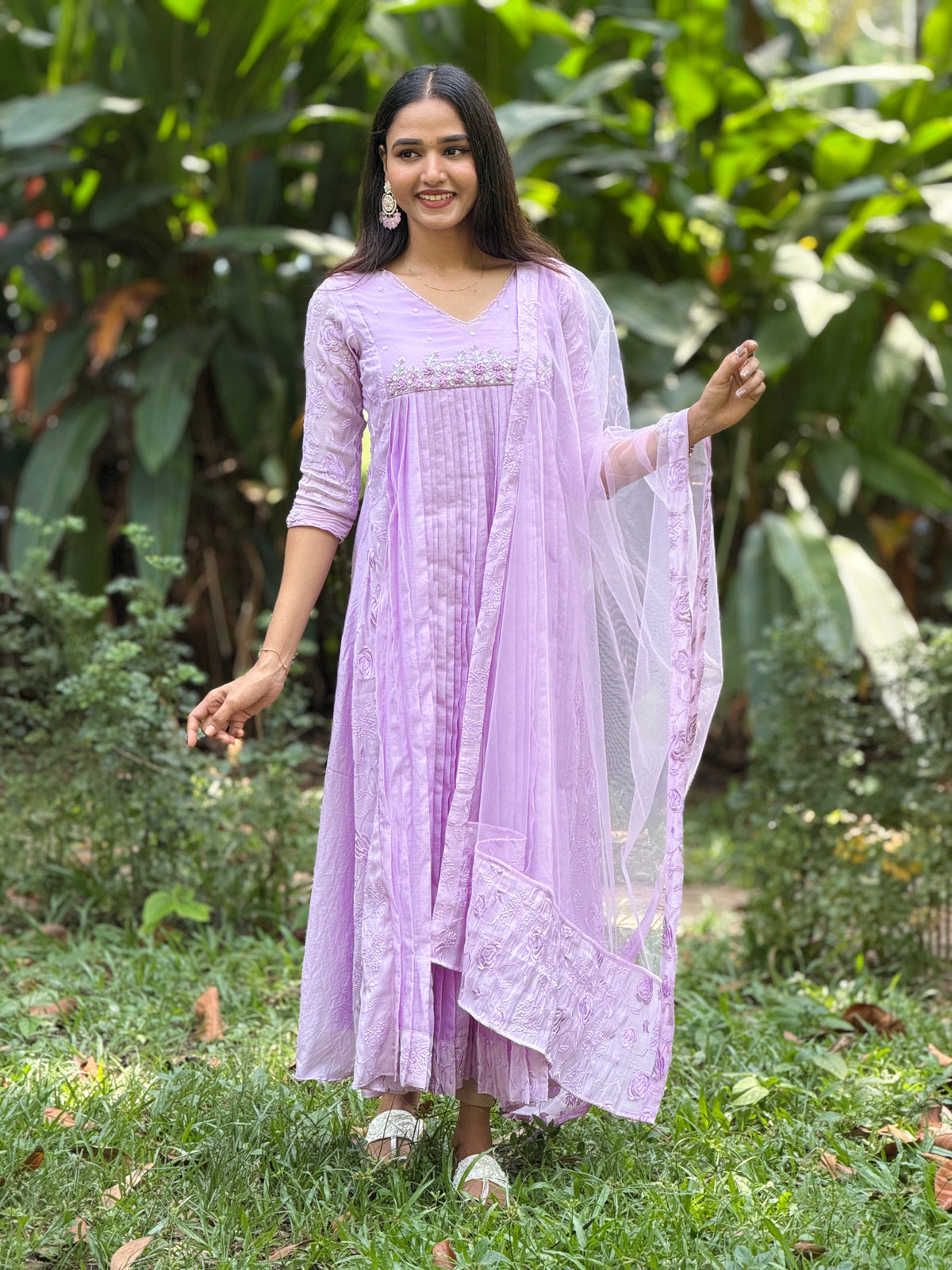 Handworked Pleated Kurta with Dupatta