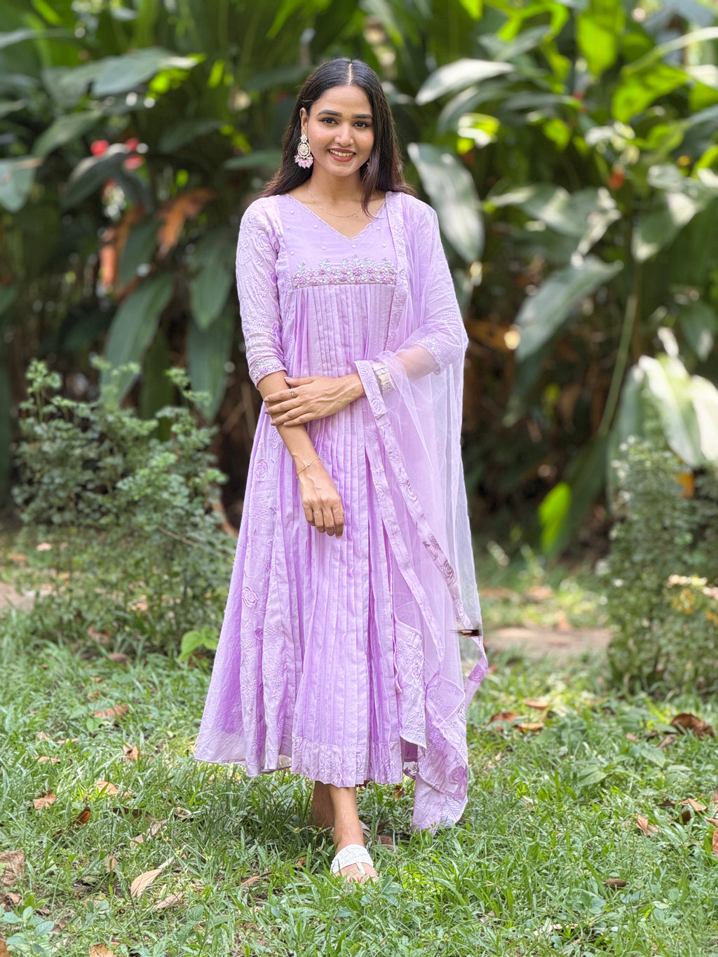 Handworked Pleated Kurta with Dupatta