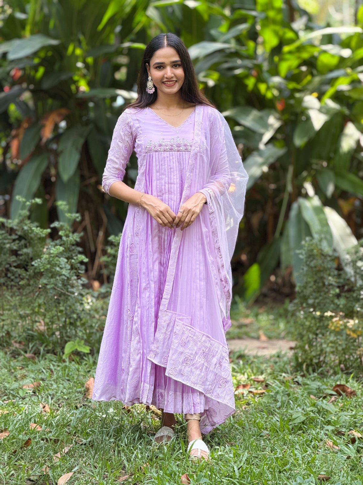 Handworked Pleated Kurta with Dupatta