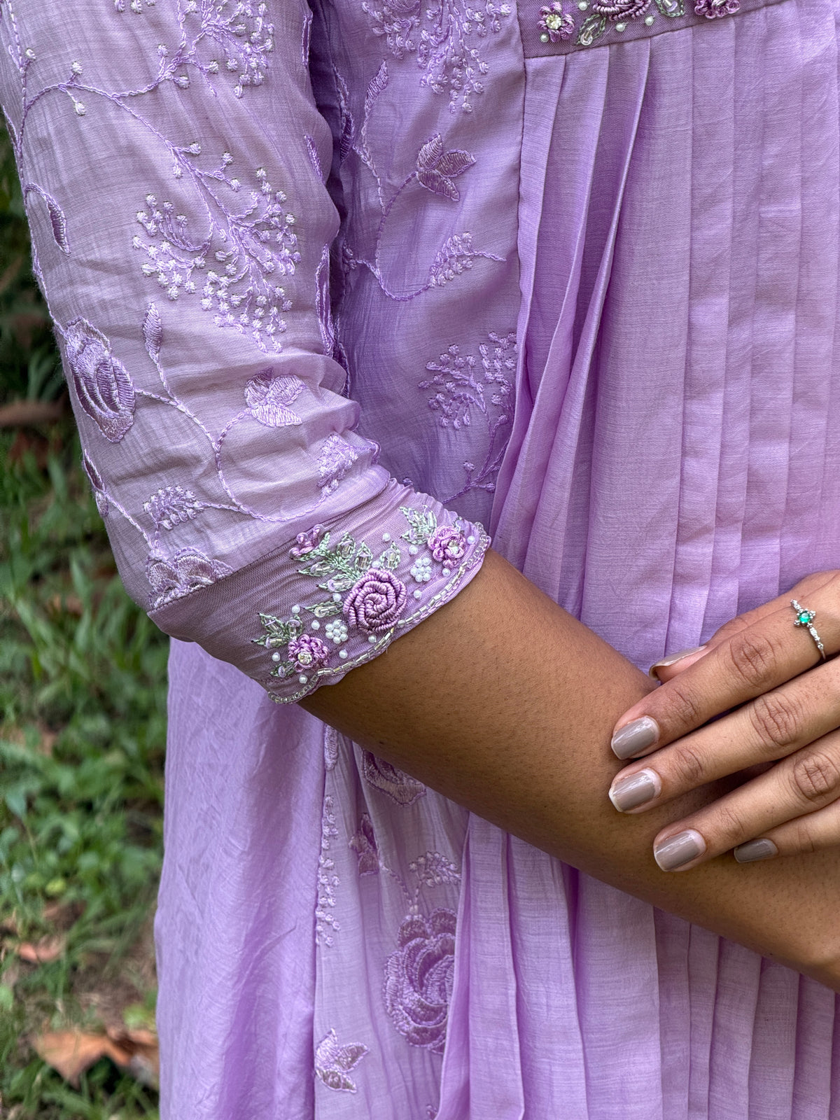 Handworked Pleated Kurta with Dupatta