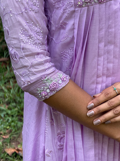 Handworked Pleated Kurta with Dupatta