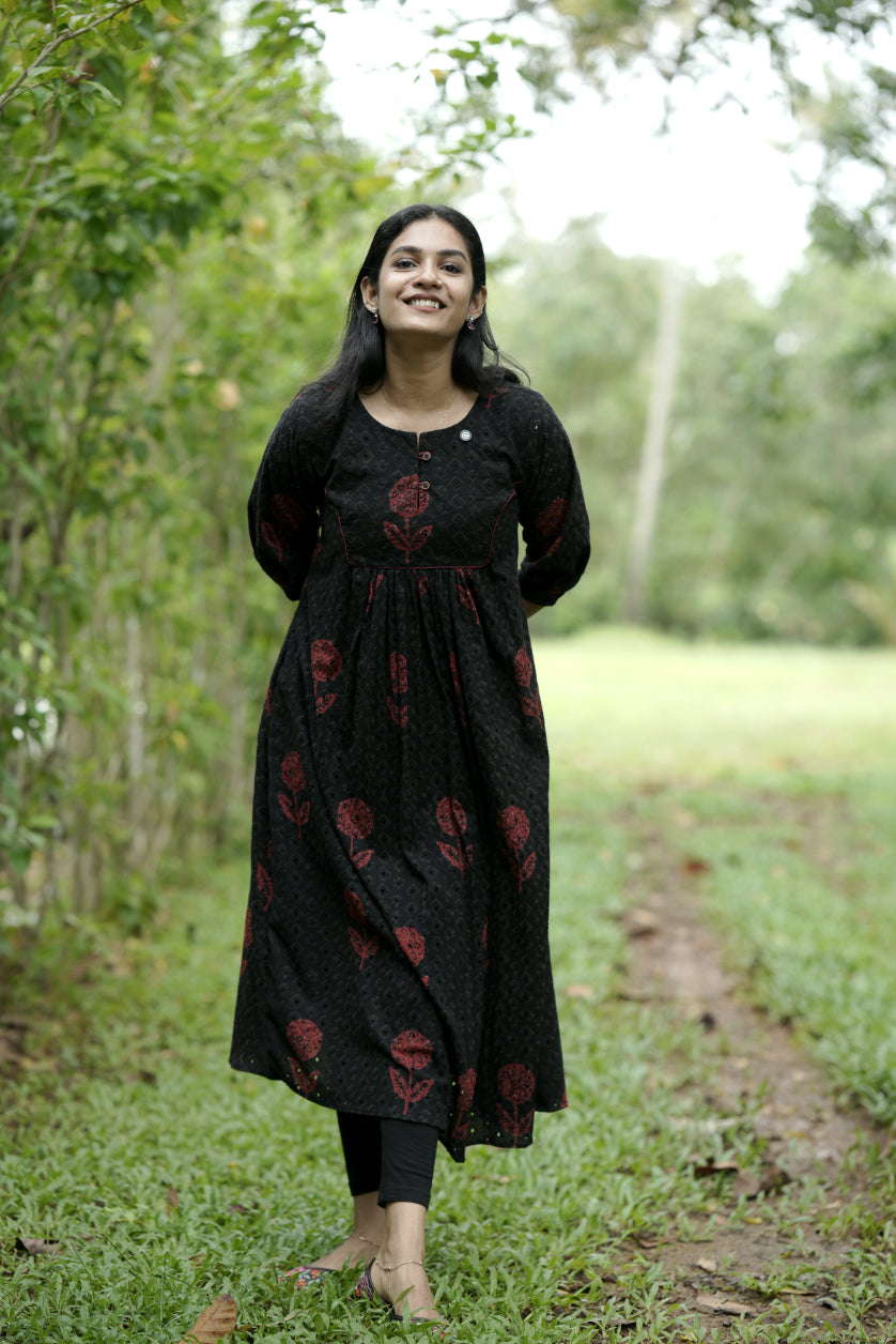 Designer Pleated Cotton Kurta