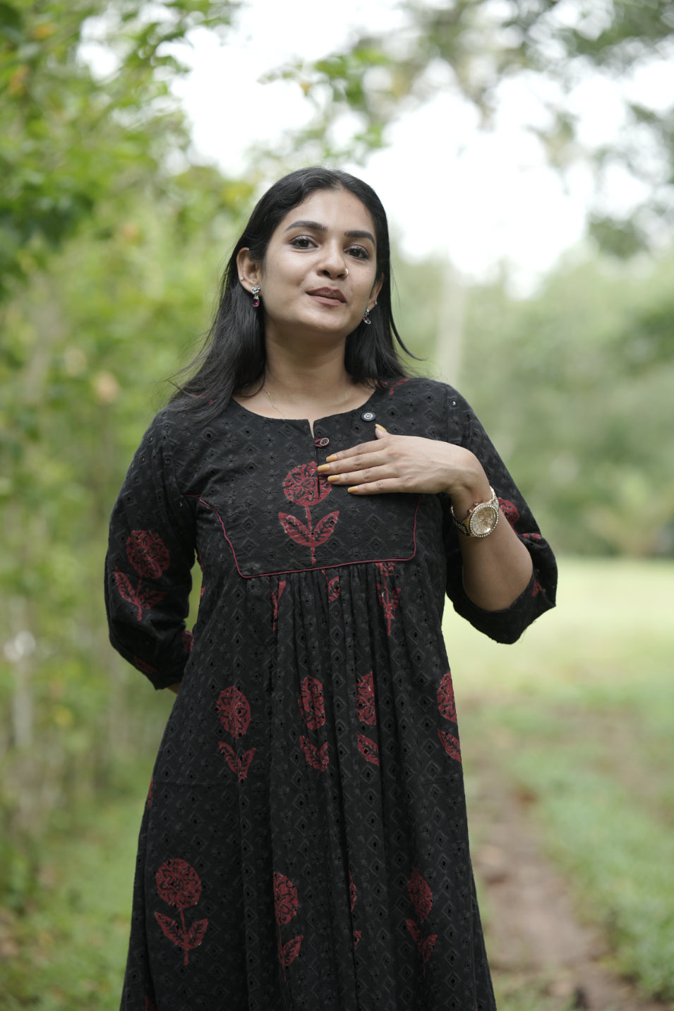 Designer Pleated Cotton Kurta