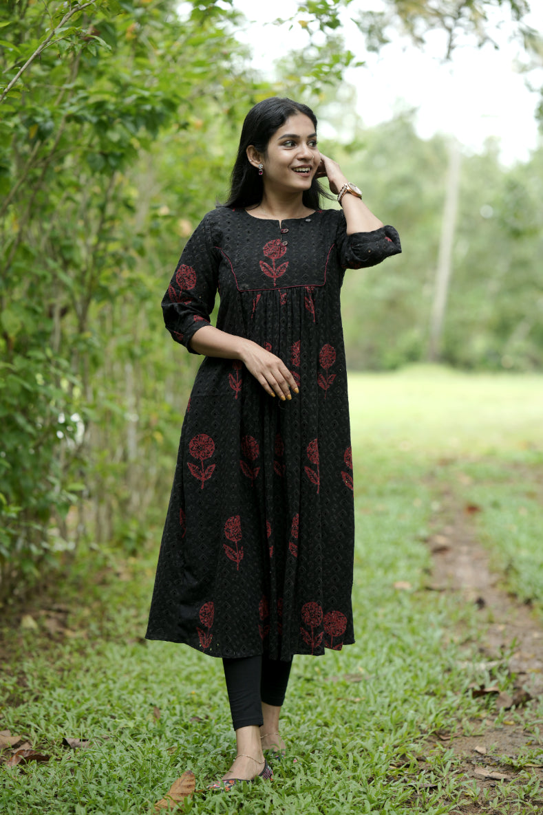 Designer Pleated Cotton Kurta