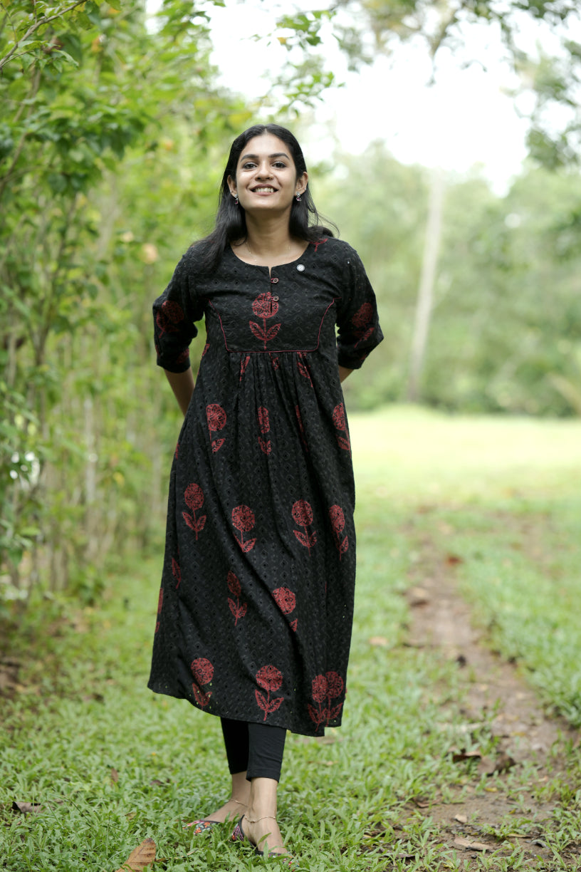 Designer Pleated Cotton Kurta