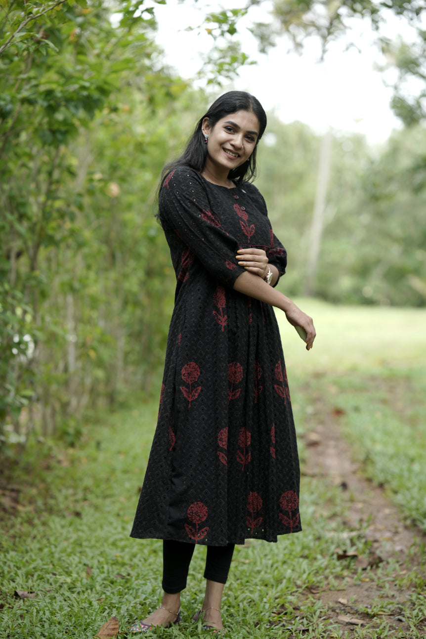 Designer Pleated Cotton Kurta