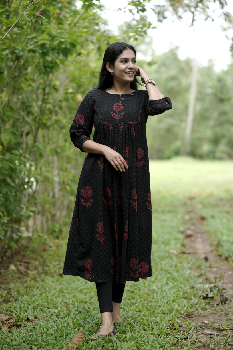 Designer Pleated Cotton Kurta