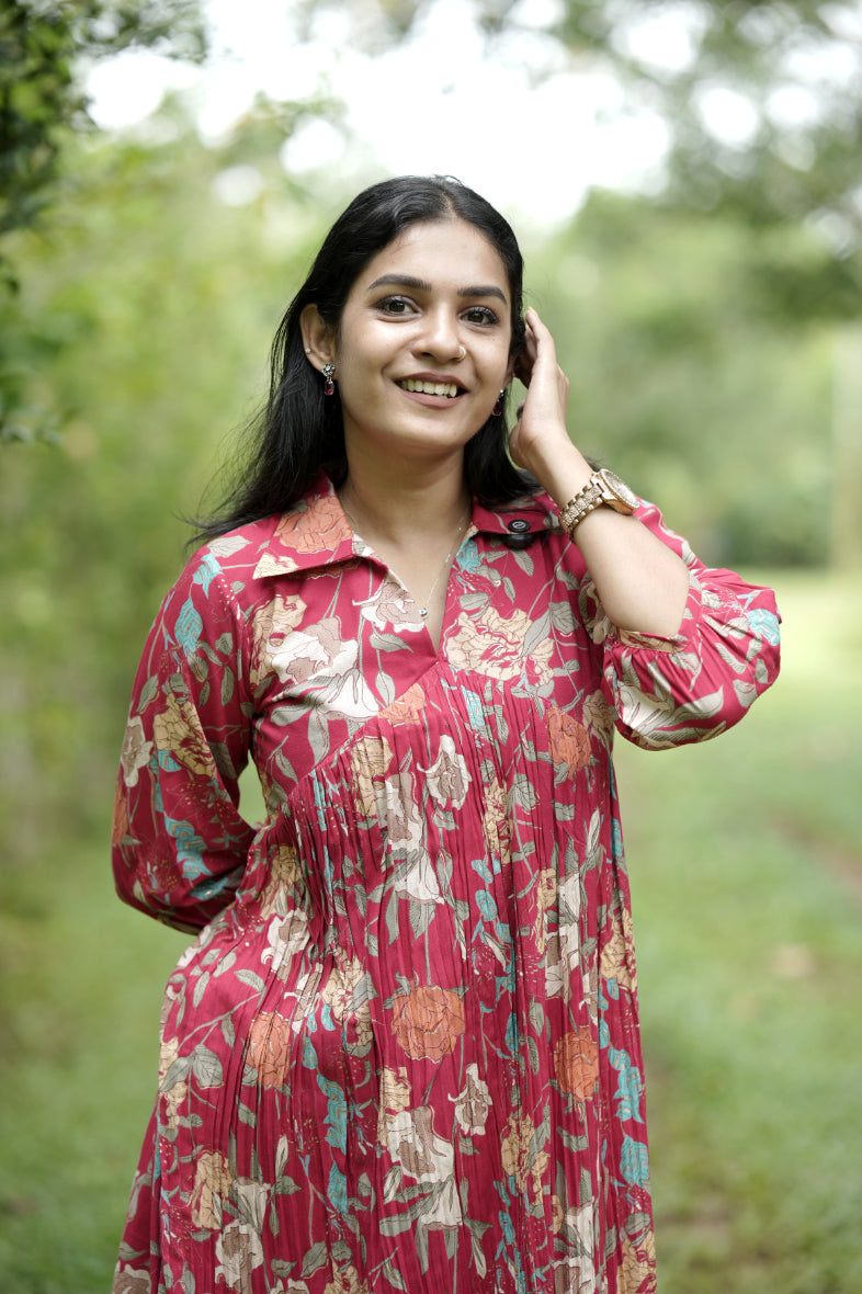 Designer Gathered Cotton Kurta