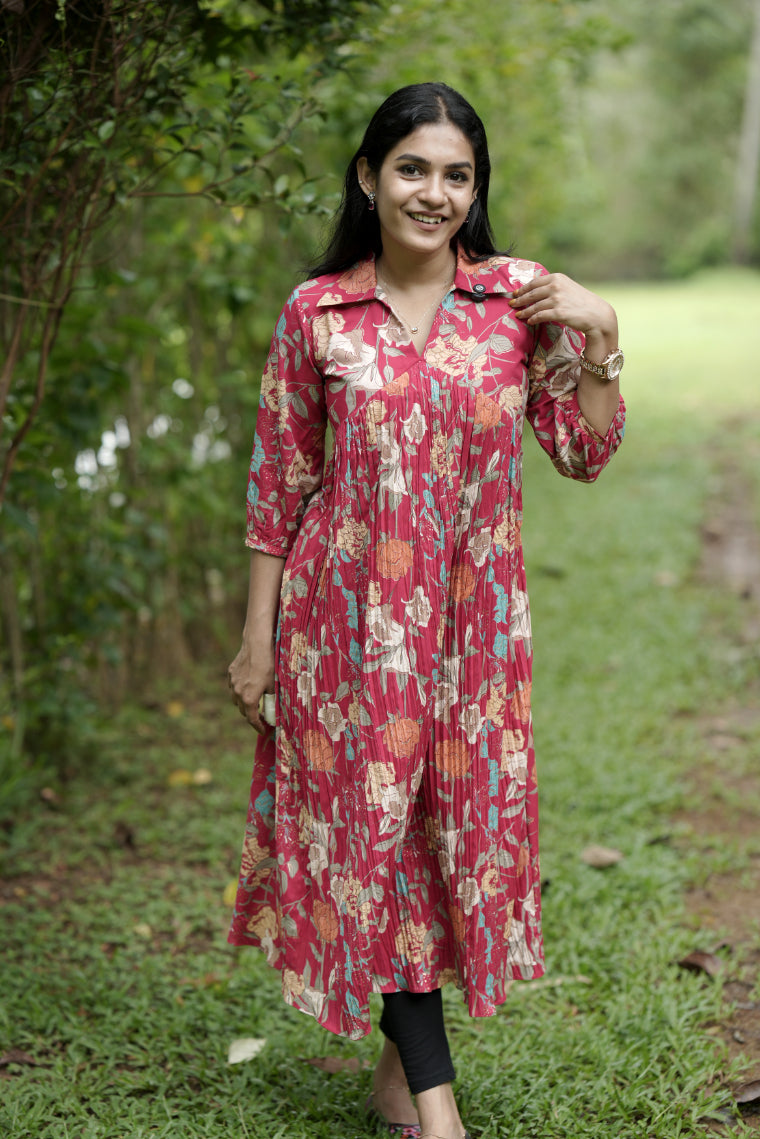 Designer Gathered Cotton Kurta