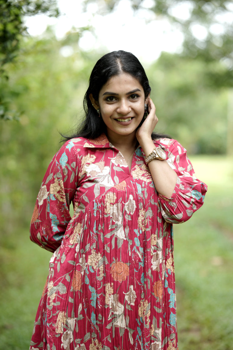 Designer Gathered Cotton Kurta