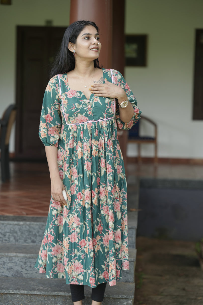 Designer Gathered Cotton Kurta