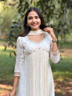 Handworked Pleated Kurta with Dupatta