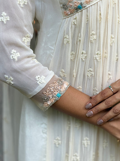 Handworked Pleated Kurta with Dupatta