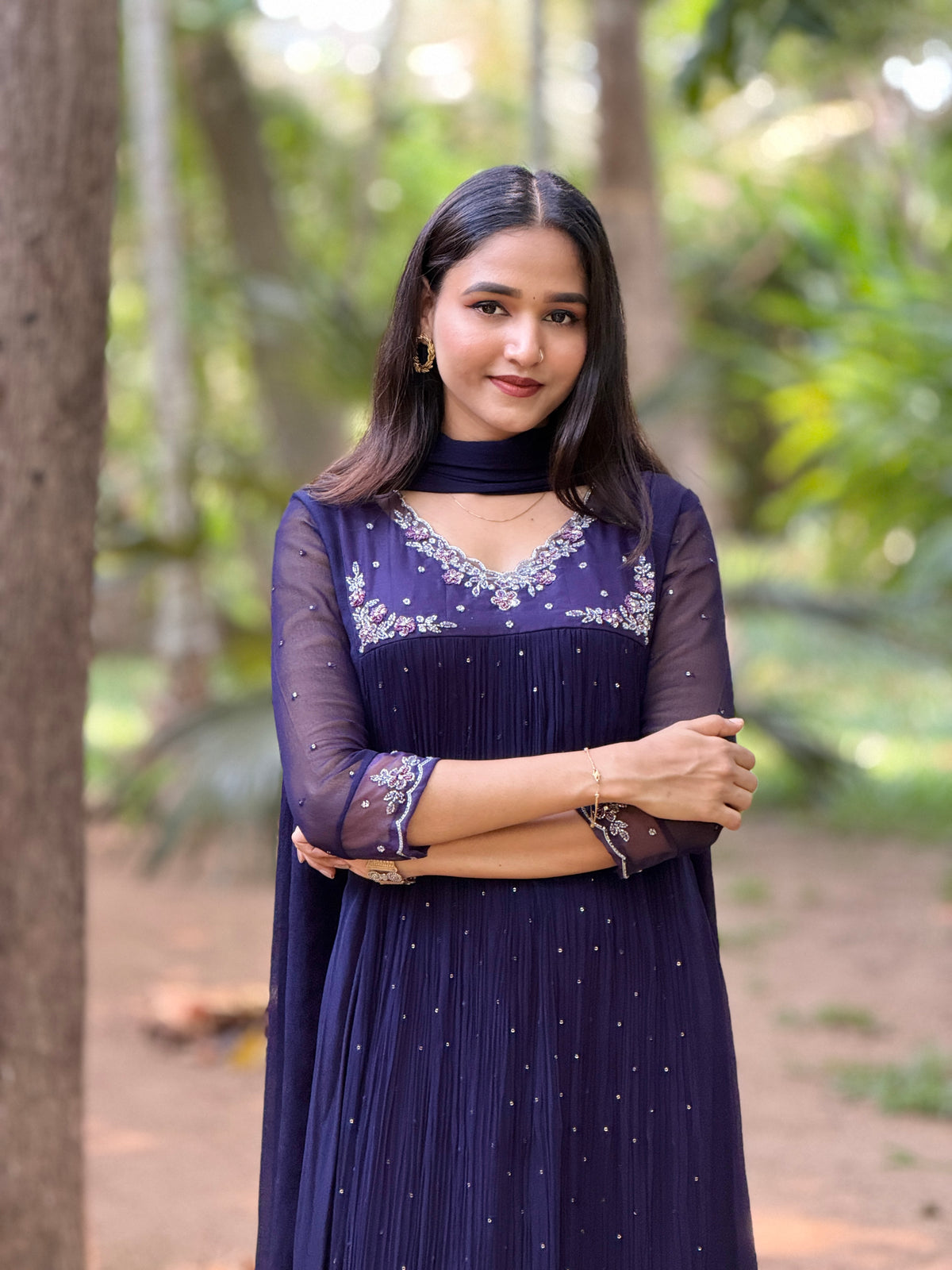 Handworked Pleated Kurta with Dupatta