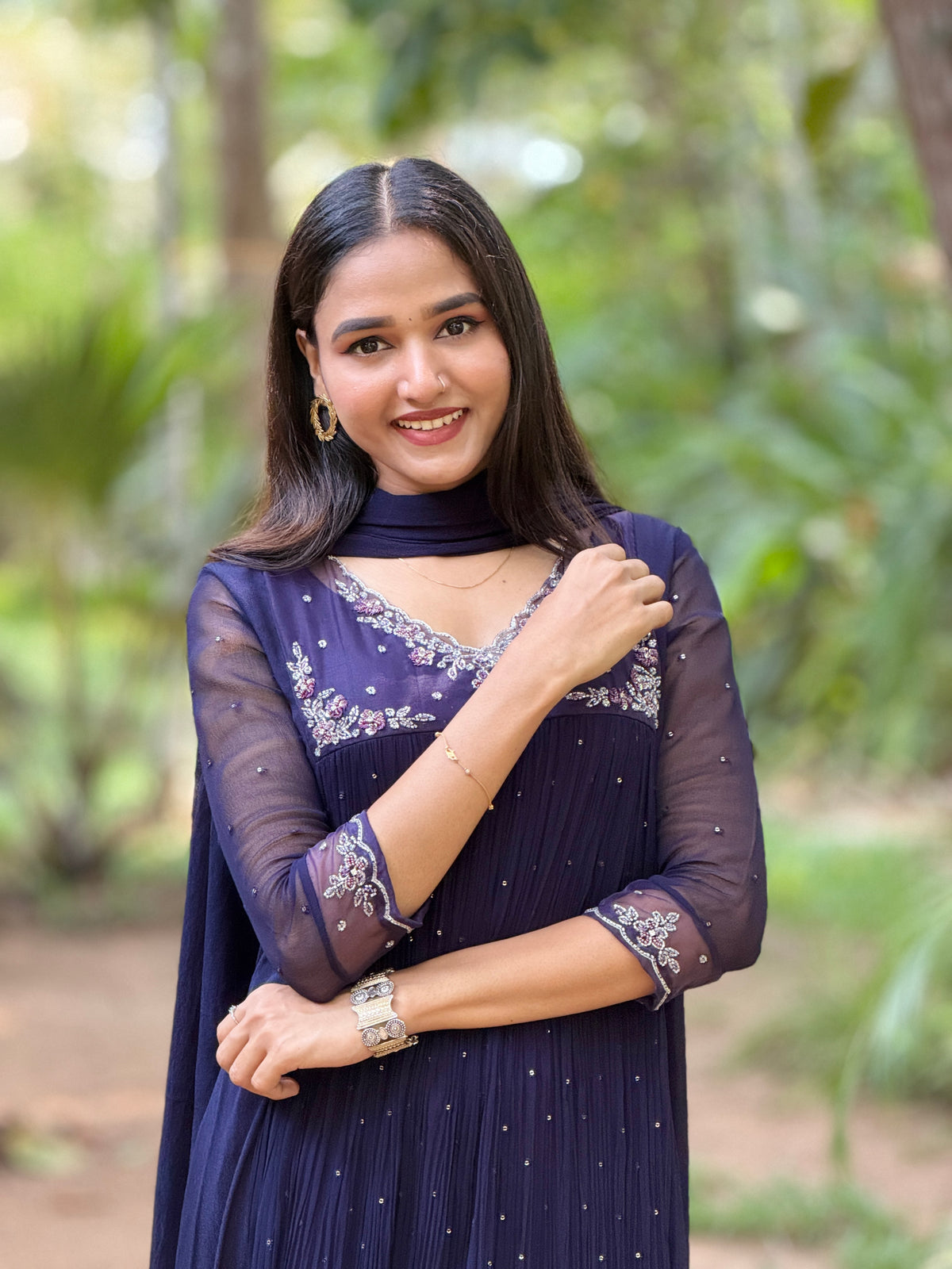 Handworked Pleated Kurta with Dupatta