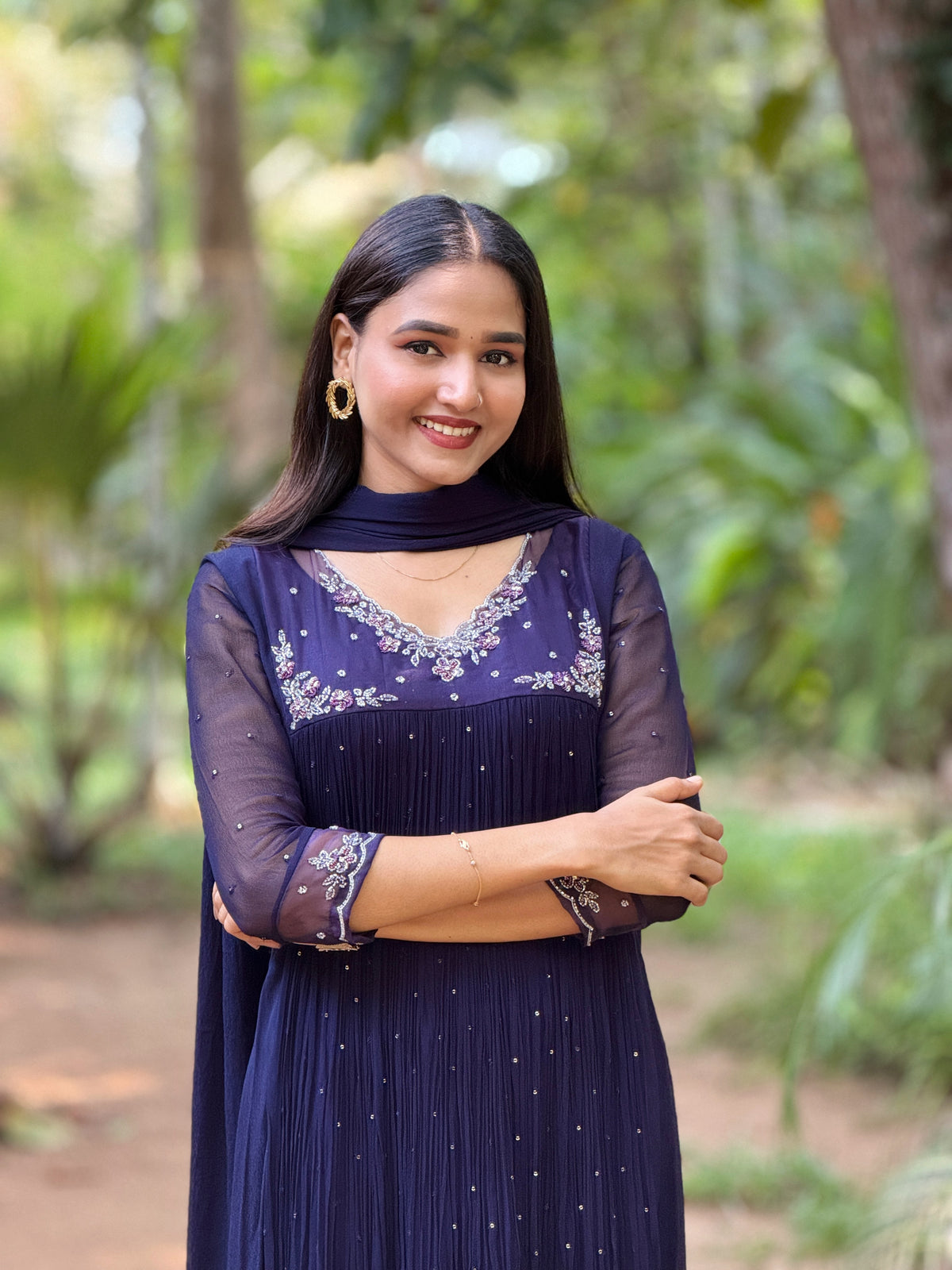 Handworked Pleated Kurta with Dupatta
