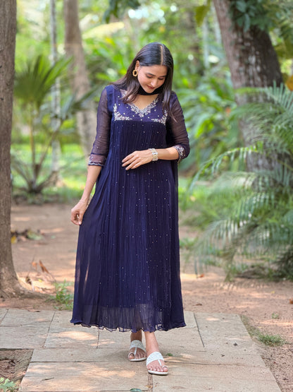 Handworked Pleated Kurta with Dupatta
