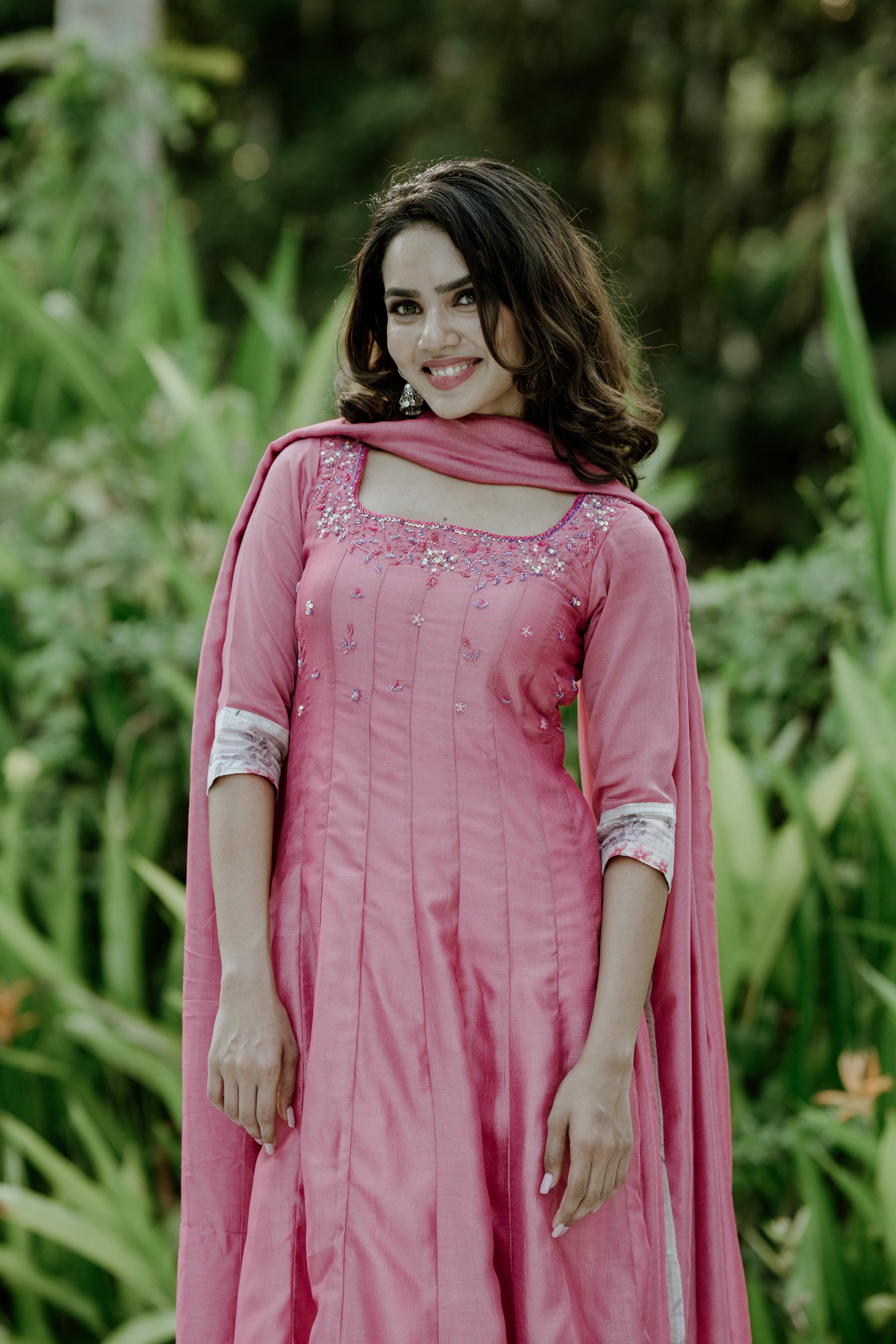 Handworked Panel Cut Kurta With Dupatta