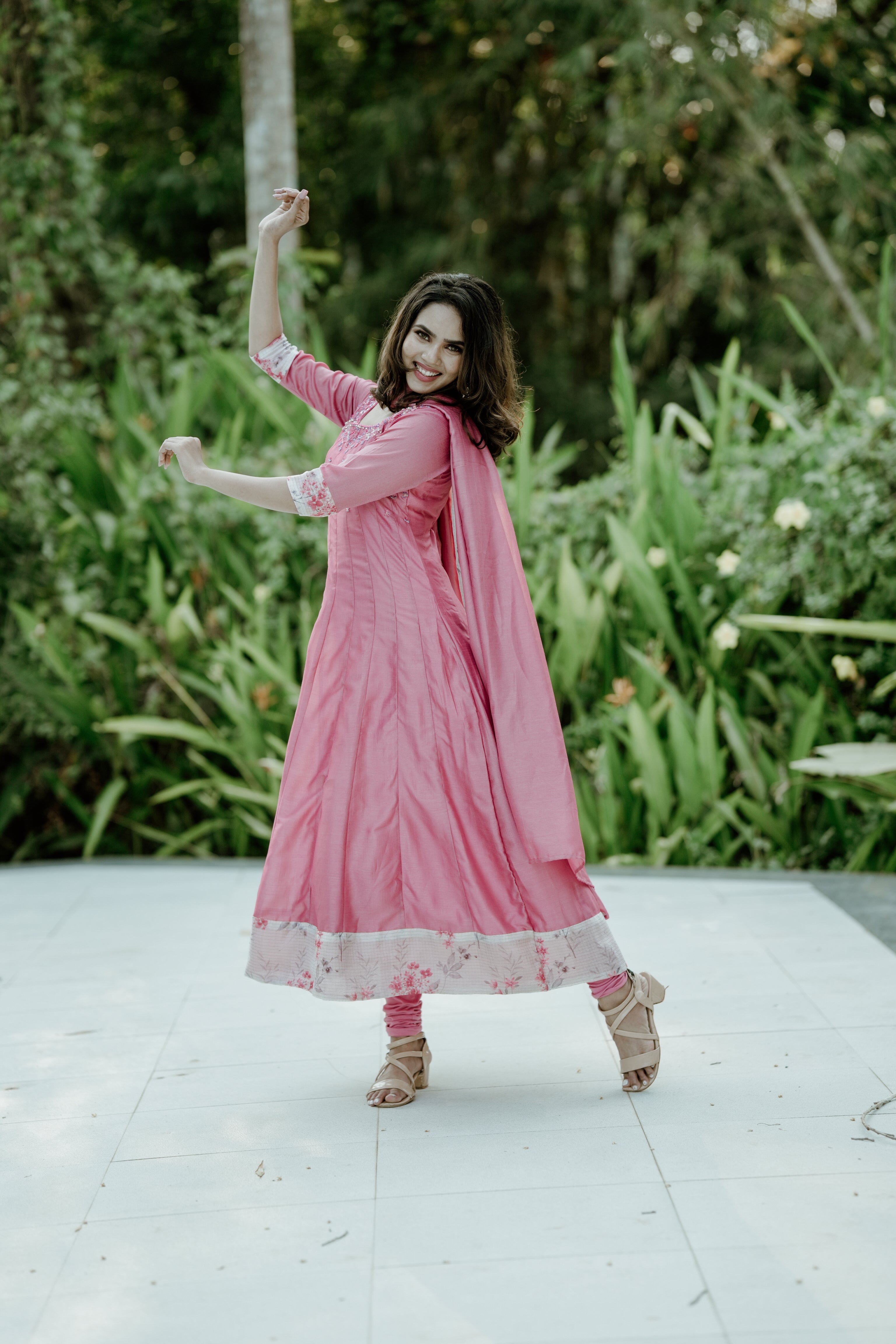 Handworked Panel Cut Kurta With Dupatta