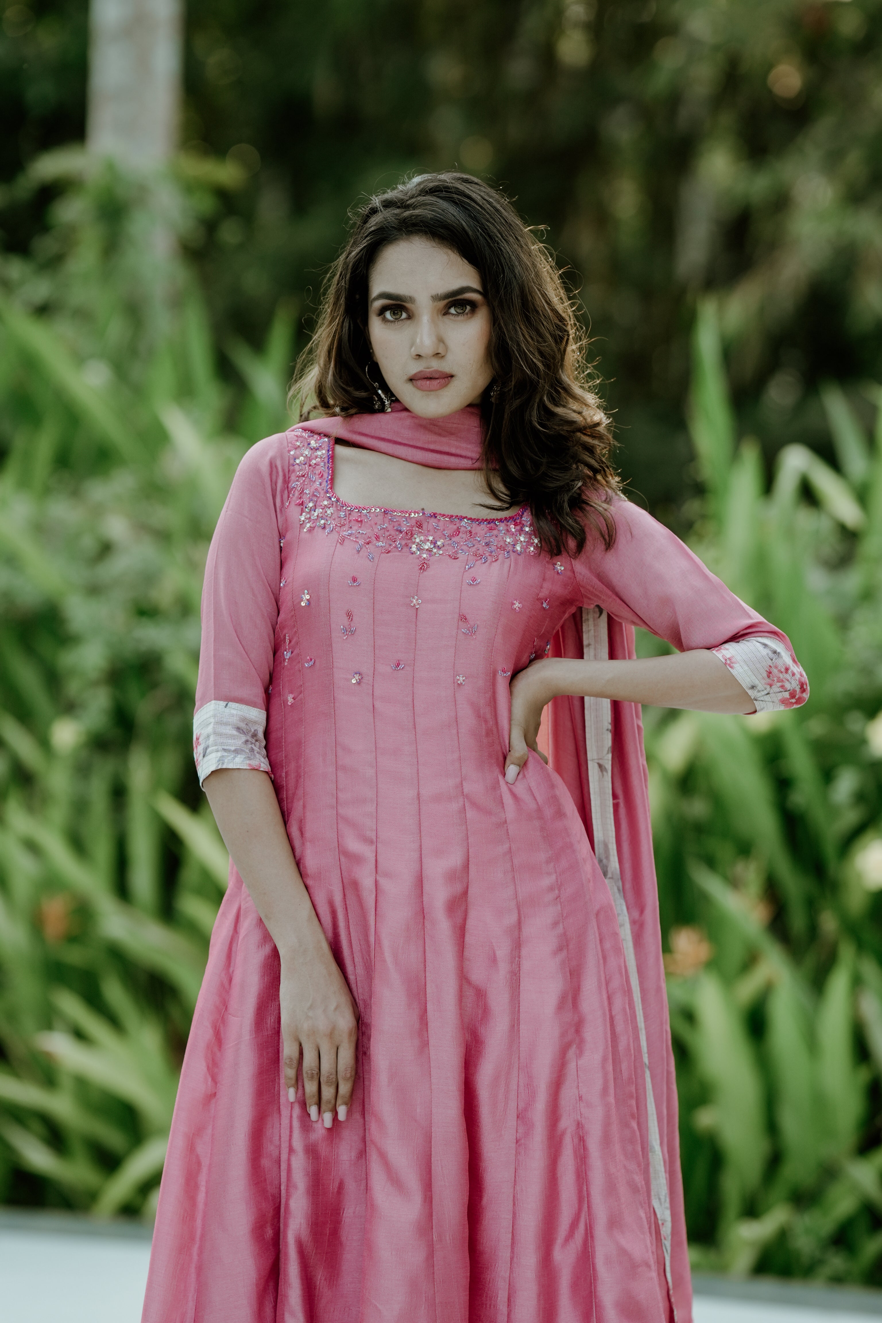 Handworked Panel Cut Kurta With Dupatta