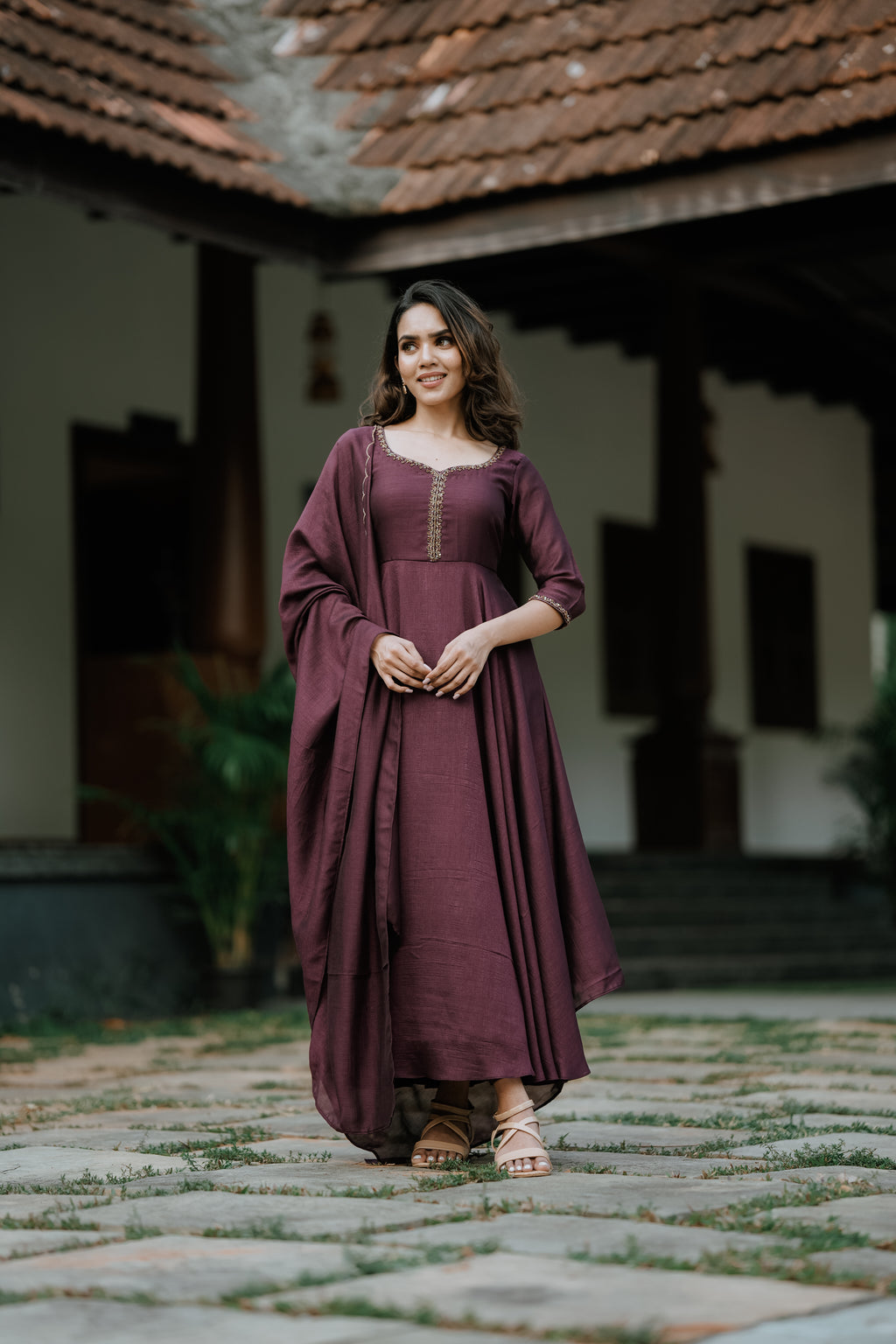 Handworked Double Umbrella Cut Kurta with Dupatta