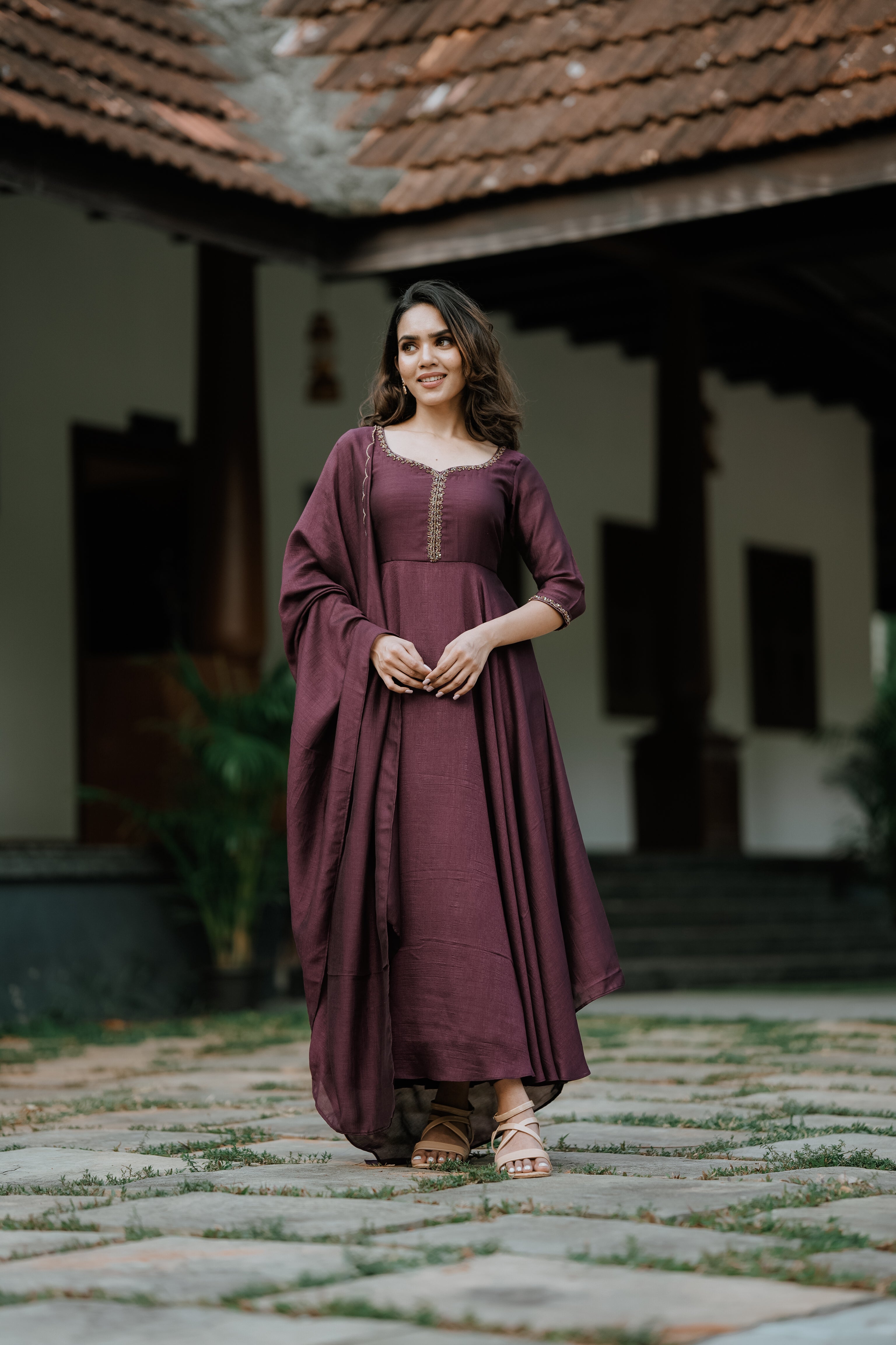 Handworked Double Umbrella Cut Kurta with Dupatta