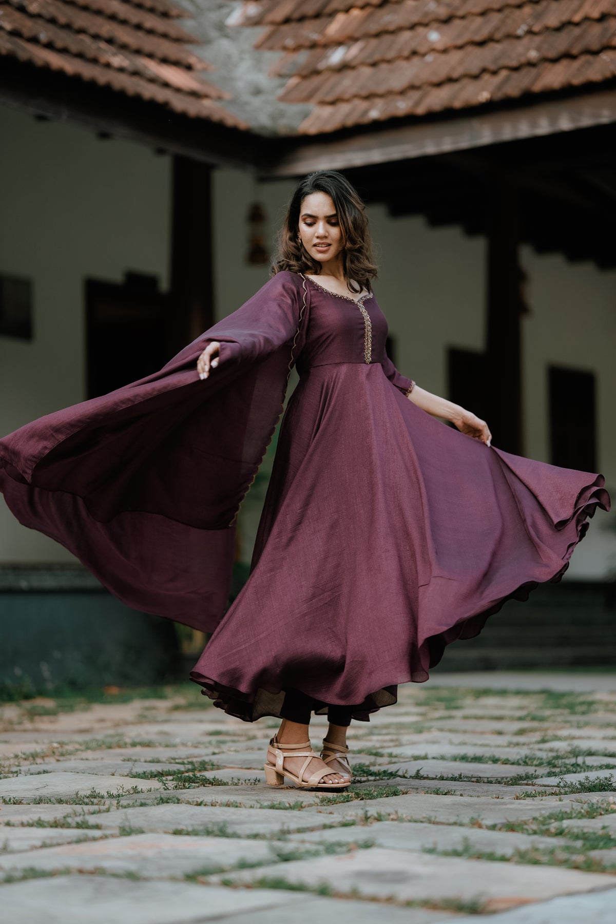 Handworked Double Umbrella Cut Kurta with Dupatta