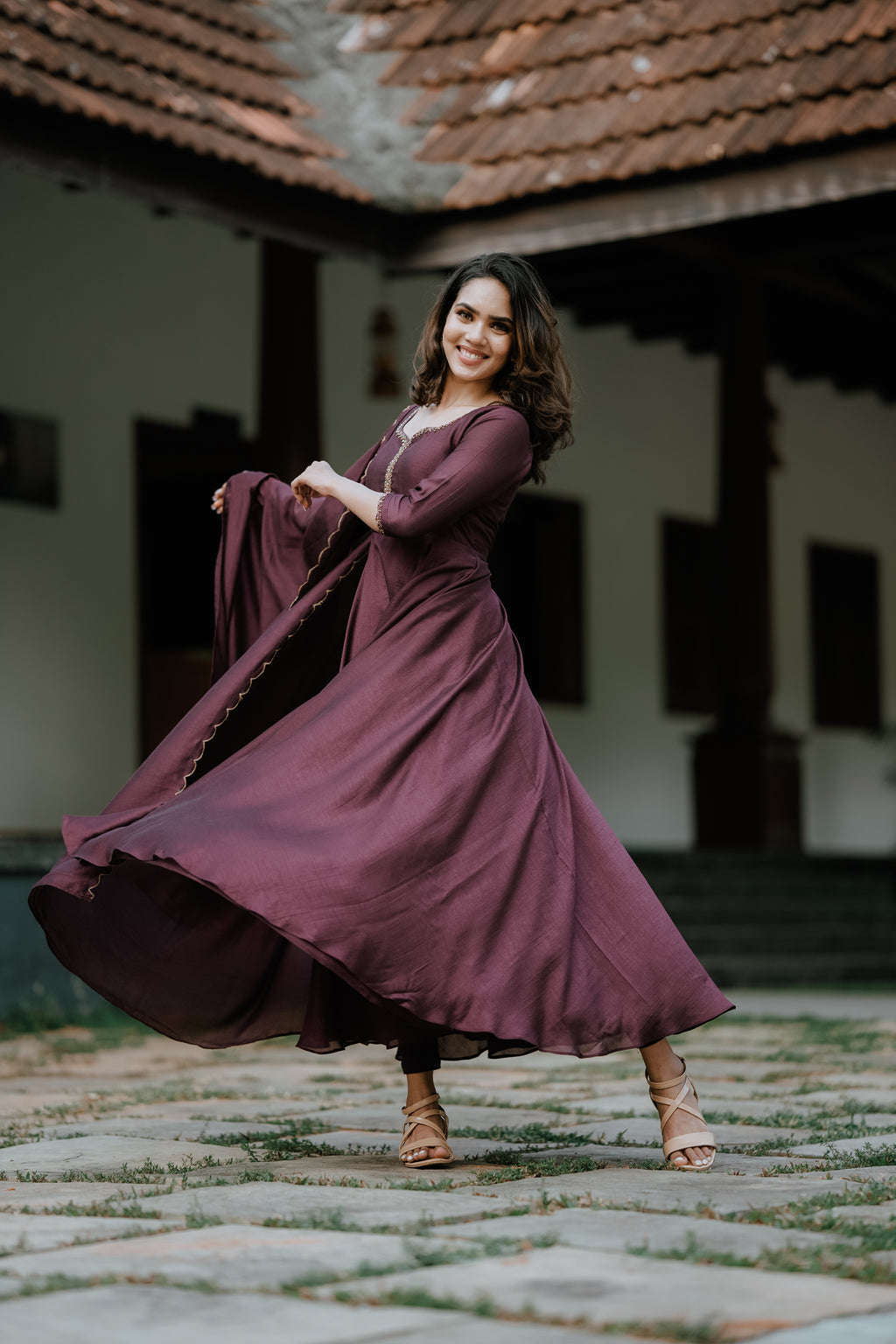 Handworked Double Umbrella Cut Kurta with Dupatta