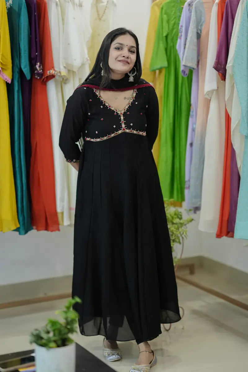 Handworked Panel Cut Kurta with Dupatta