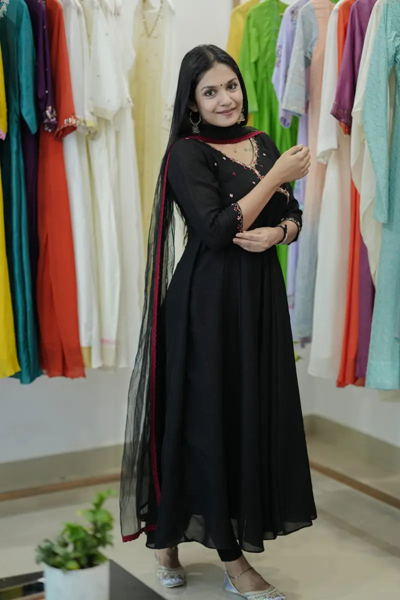 Handworked Panel Cut Kurta with Dupatta
