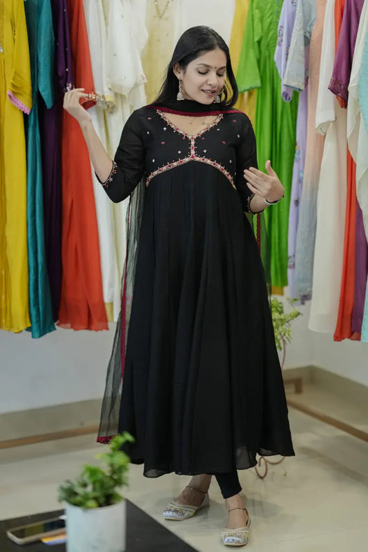 Handworked Panel Cut Kurta with Dupatta