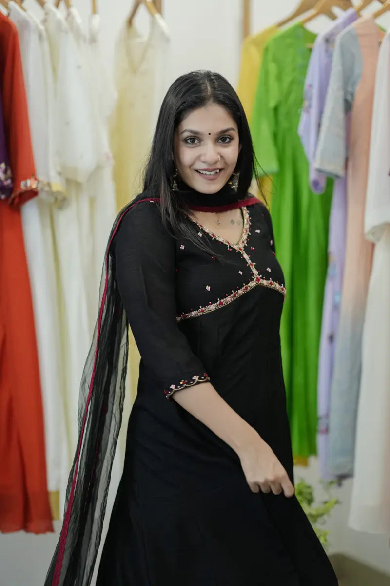 Handworked Panel Cut Kurta with Dupatta