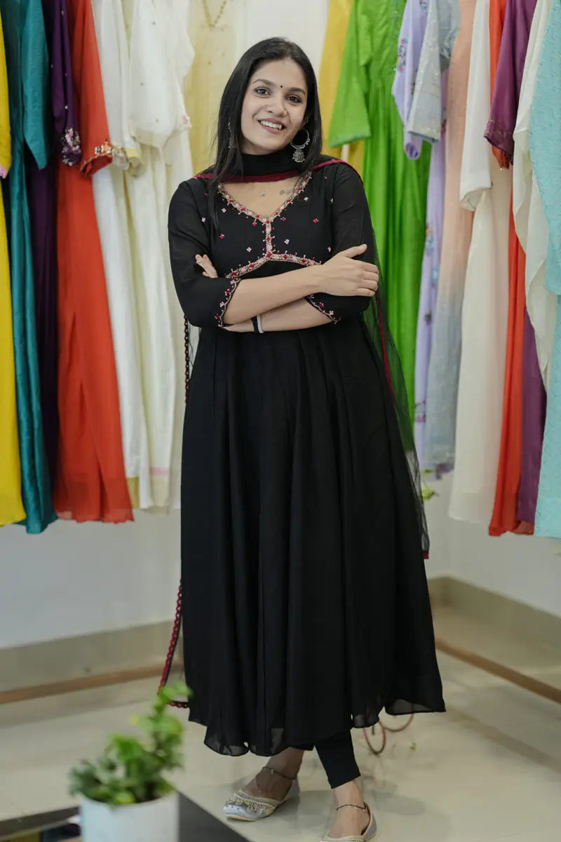 Handworked Panel Cut Kurta with Dupatta