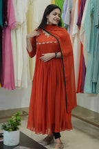 Handworked Pleated Kurta with Dupatta